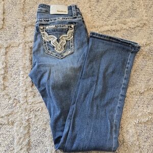 Grace in LA Jeans Y2K Womens 28x32 Blue Embellished Bootcut